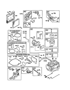 Short Block/Carburetor Diagram and Parts List for 125K05-0477-E1  Briggs and Stratton Engine